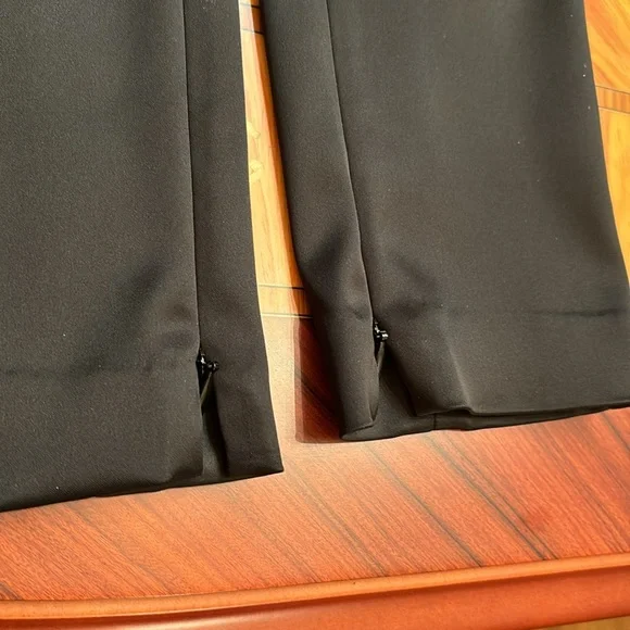 Theory Satin Skinny Zip-Cuff High-Rise Stretch black Trouser Pants sz.00